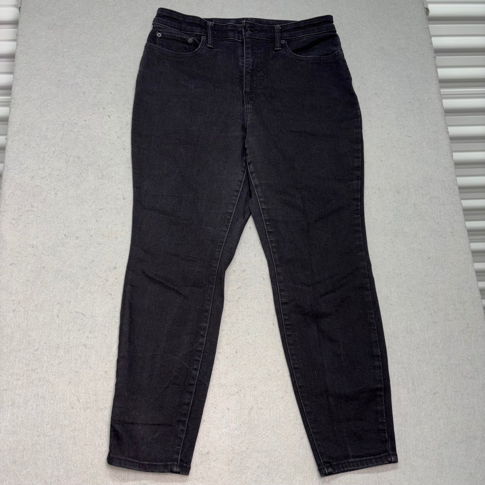 Lucky Brand Jeans Womens 14 Black Super High Rise Curvy Skinny 7W15342 Denim